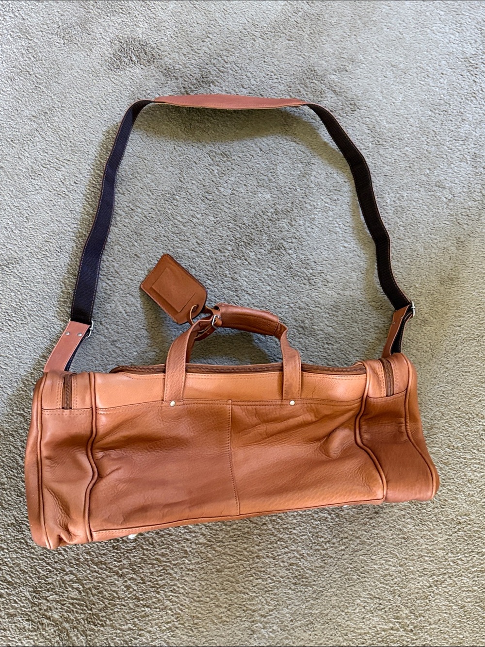 Tan Leather Duffle Bag - Travel Weekender - Picture 12 of 14